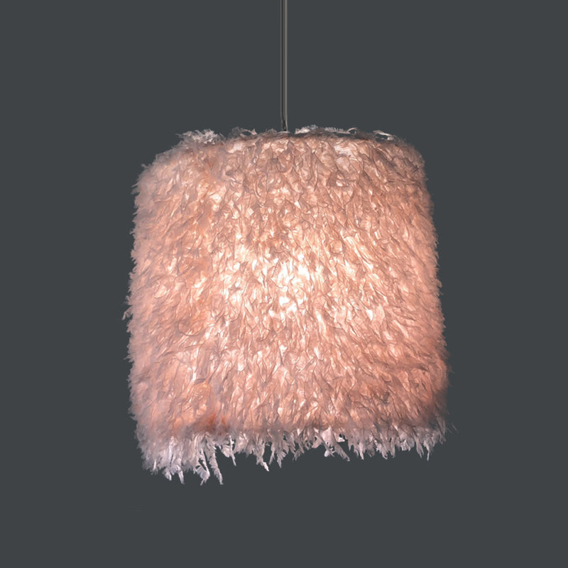 Pink & White Feather Pendant Lamp - Nordic Style