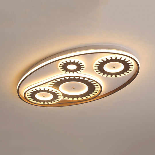 Led Flush Mount Ceiling Light In Contemporary White Acrylic Design For Kid’s Room Or Balcony