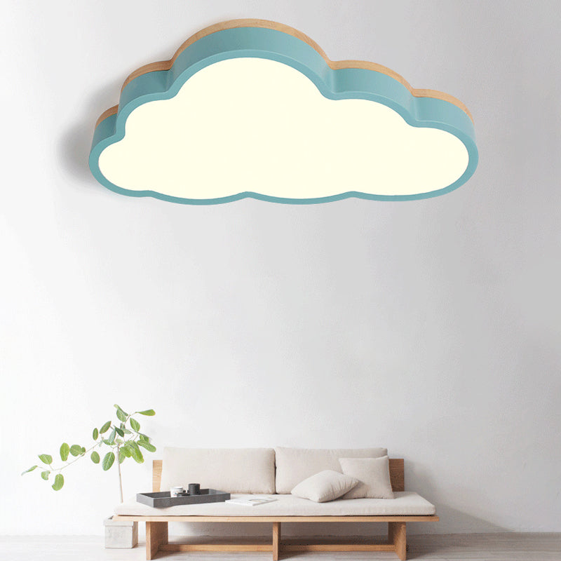 Macaron Loft Slim Panel Led Ceiling Lamp For Living Room With Acrylic Cloud Mount Blue / 23.5’ White