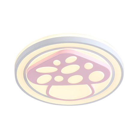 Girls Pink Cartoon Led Ceiling Lamp With Cute Pattern Acrylic Flush Mount Light