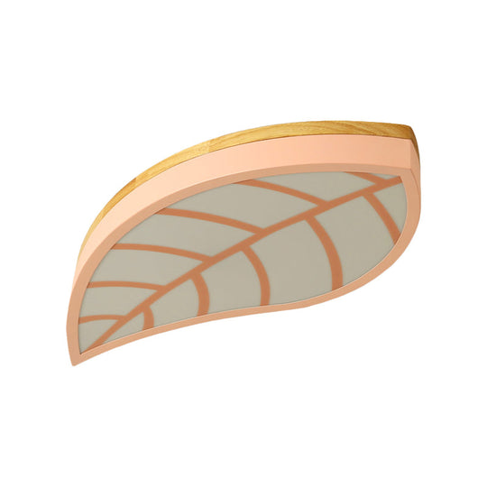 Cartoon Macaron Led Ceiling Light For Child Bedroom - Metal Acrylic Leaf Design