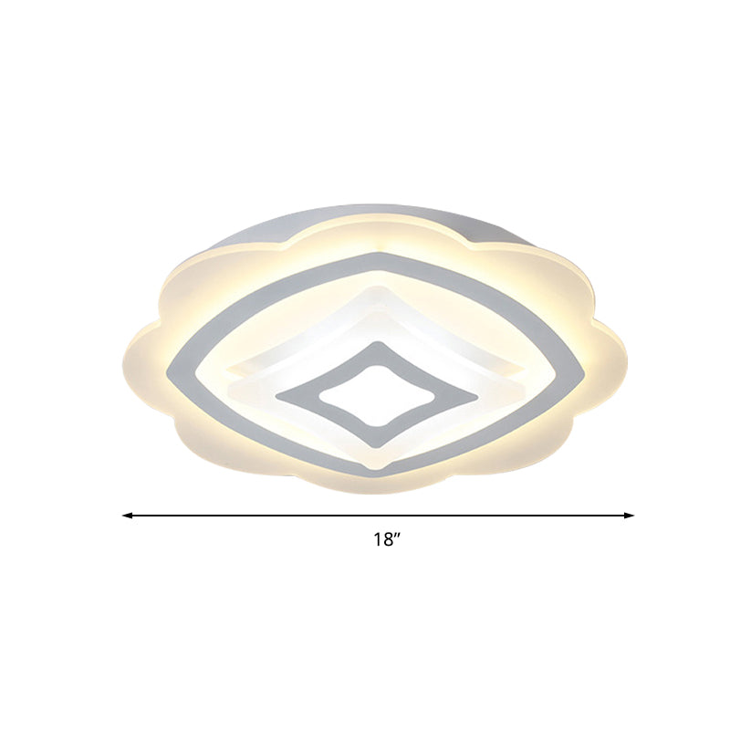 Modern Led Flower Ceiling Light - White Acrylic Fixture For Kid’s Bedroom