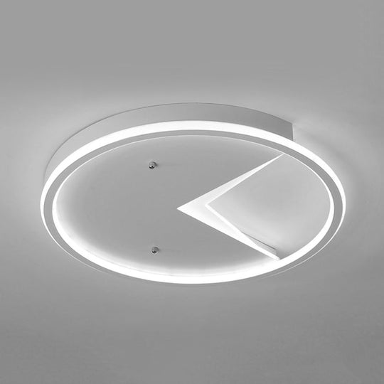 Sleek Slim Panel Led Flush Ceiling Light For Dining Room - Creative Circle Design With Acrylic White