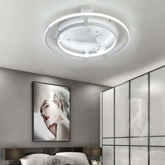 Plum Blossom Led Cartoon Ceiling Light - White Metal Acrylic Flush Mount For Cloth Shop / 17’