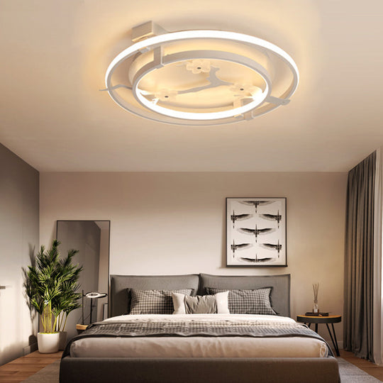 Plum Blossom Led Cartoon Ceiling Light - White Metal Acrylic Flush Mount For Cloth Shop / 17’ Warm