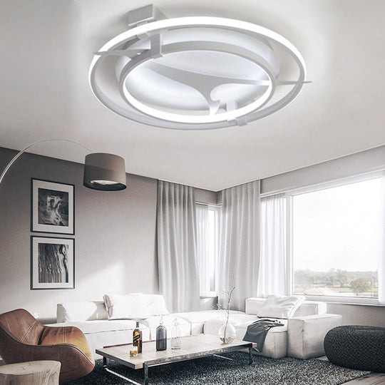 Kangaroo Baby Cartoon Led Ceiling Light - Acrylic Metal Flush Mount In White / 17’