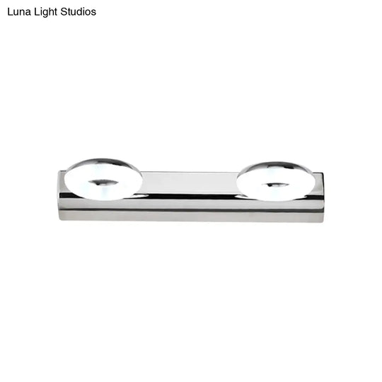 2/3 Head Bathroom Wall Vanity Light With Acrylic Shade - Silver Finish Warm/White Lighting