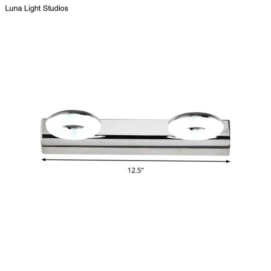 2/3 Head Bathroom Wall Vanity Light With Acrylic Shade - Silver Finish Warm/White Lighting
