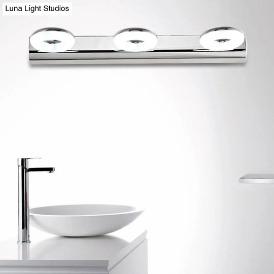 2/3 Head Bathroom Wall Vanity Light With Acrylic Shade - Silver Finish Warm/White Lighting