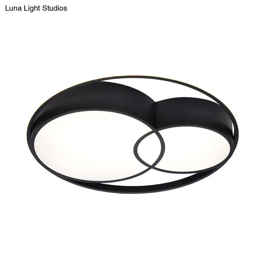 2-Drum Nordic Style Black Led Flush Mount Ceiling Light Fixture With Acrylic Panels In Warm/White/3