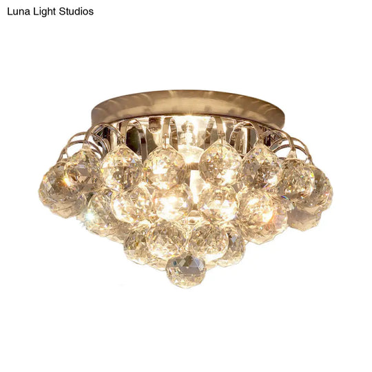 2 - Light Flush Mount Chrome Crystal Raindrop Ceiling Light For Corridor