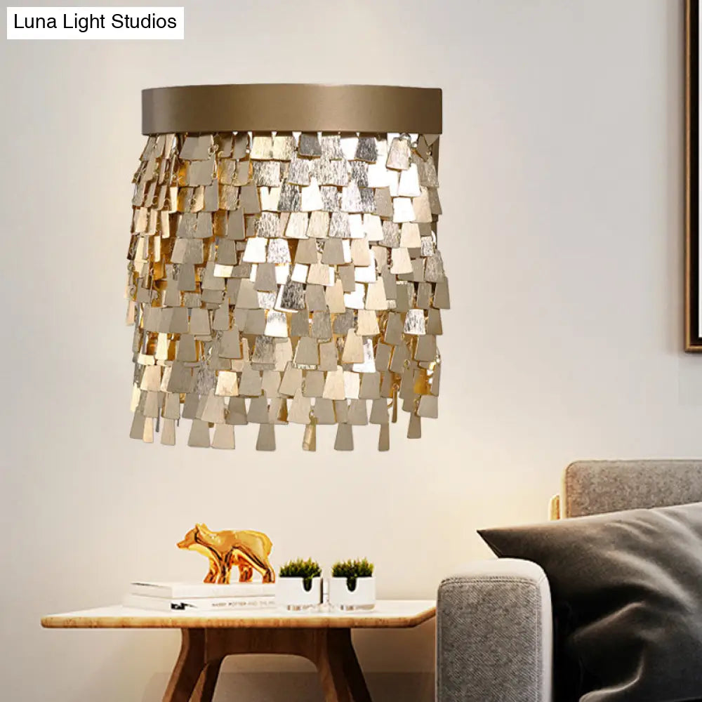 2-Light Modern Gold Sequin Flake Wall Lamp - Aluminum Flush Mount Light