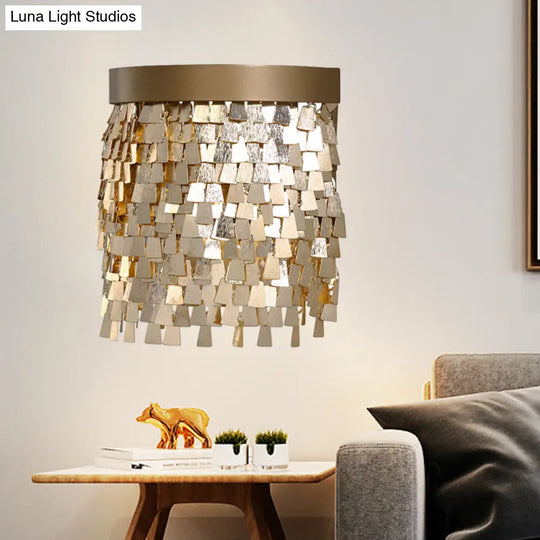 2-Light Modern Gold Sequin Flake Wall Lamp - Aluminum Flush Mount Light