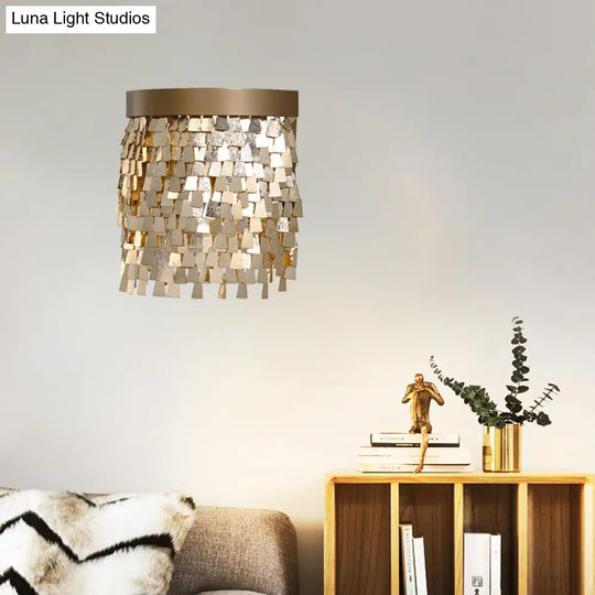 2-Light Modern Gold Sequin Flake Wall Lamp - Aluminum Flush Mount Light