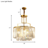 2-Tier Clear Crystal Prism Pendant Chandelier In Modern Gold Design - 3/5/8 Lights