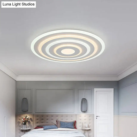20/24/40 Acrylic Ripple Flush Mount Led Ceiling Light In Simplicity White - Warm/White