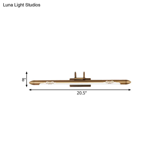 20.5/25.5/28 Led Bronze/Brass Vanity Light Fixture - Classic Metal Linear Sconce Lamp In White/Warm