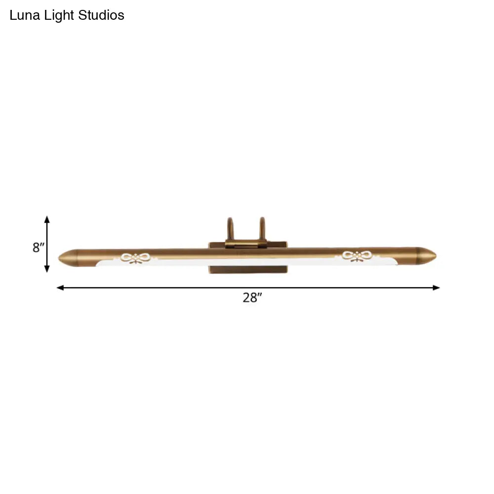 20.5/25.5/28 Led Bronze/Brass Vanity Light Fixture - Classic Metal Linear Sconce Lamp In White/Warm
