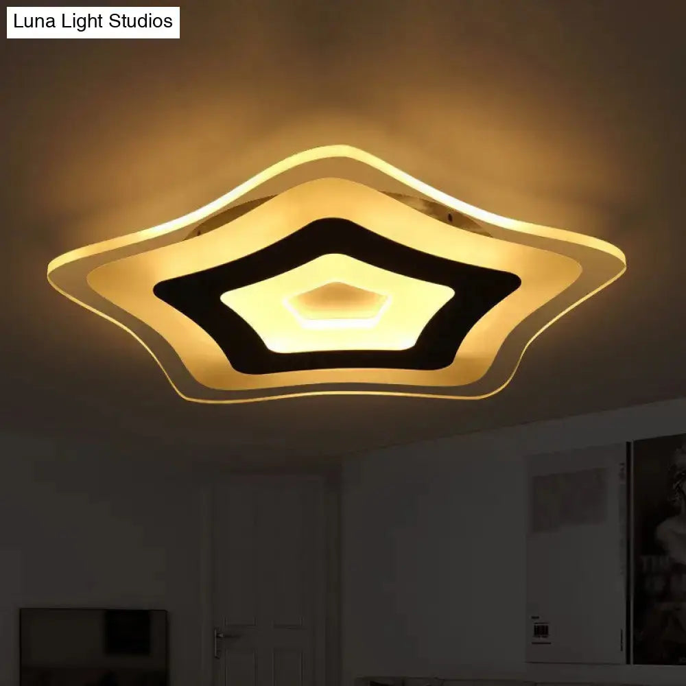 Modern Ultrathin Led Star Ceiling Lamp In Warm/White Light - 8’/16.5’/20.5’ W