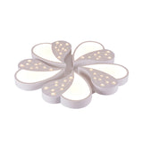 Floral White Flush Mount Ceiling Lamp With Crystal For Modern Baby Room