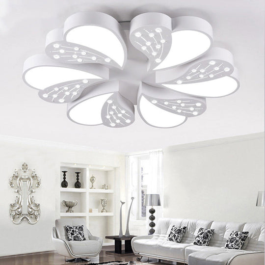 Floral White Flush Mount Ceiling Lamp With Crystal For Modern Baby Room 6 / Warm