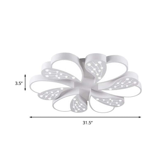 Floral White Flush Mount Ceiling Lamp With Crystal For Modern Baby Room