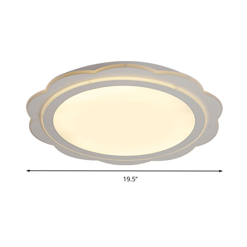 Simple Acrylic Led Flush Mount Light: White Flower Shape For Bedroom & Porch