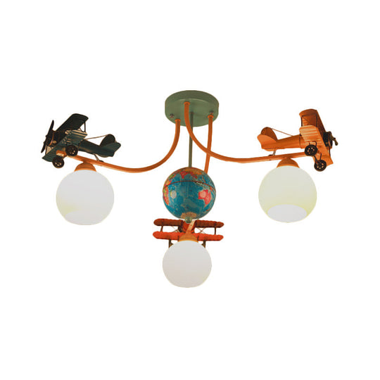 Blue Battle Plane Flush Mount Ceiling Light - Fun Cartoon Metal Fixture For Kid’s Bedroom