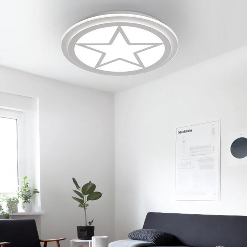 Modern White Acrylic Star Ceiling Light For Childrens Bedroom / 16.5