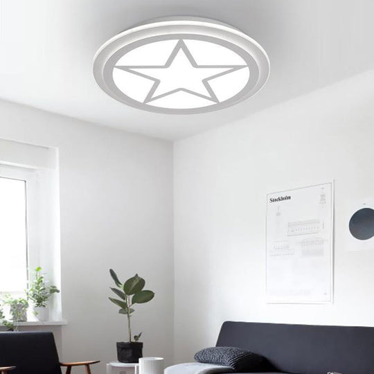 Modern White Acrylic Star Ceiling Light For Childrens Bedroom / 16.5