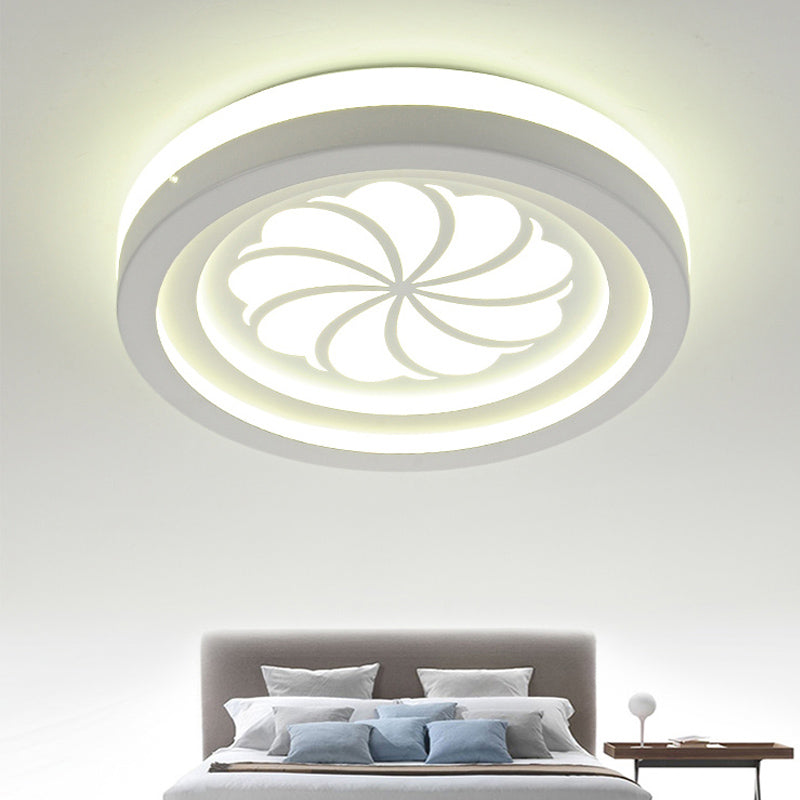 Modern White Circle Shade Ceiling Light - Acrylic Flush Mount For Hallway / A