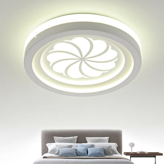 Modern White Circle Shade Ceiling Light - Acrylic Flush Mount For Hallway / A