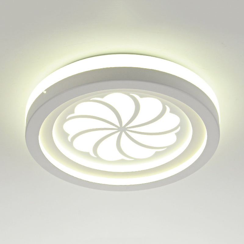 Modern White Circle Shade Ceiling Light - Acrylic Flush Mount For Hallway