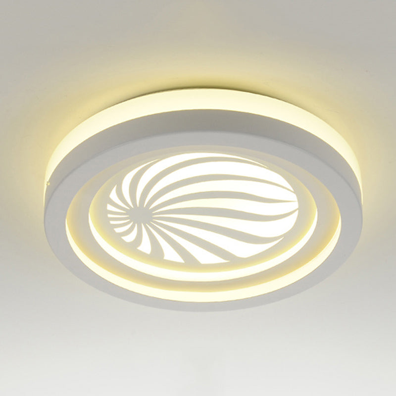 Modern White Circle Shade Ceiling Light - Acrylic Flush Mount For Hallway