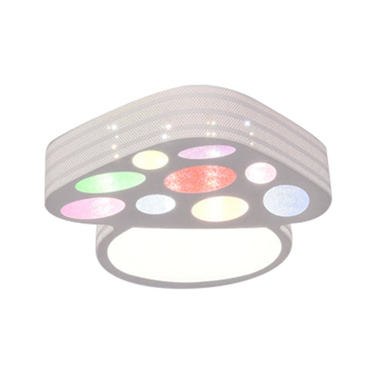 Mushroom Cartoon Ceiling Light: Kid’s Bedroom Flush Mount In White