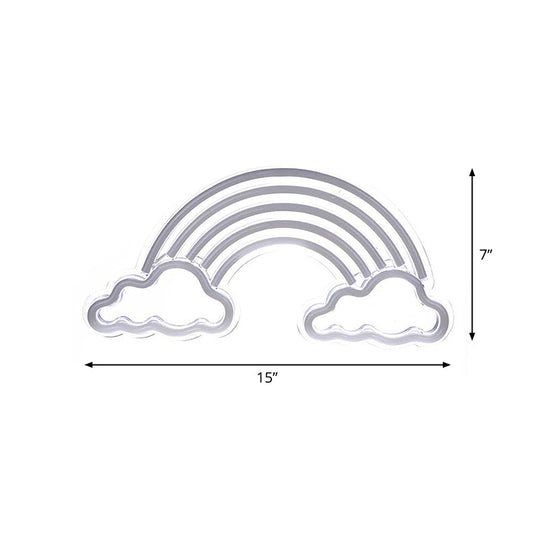 Cartoon Led Bedroom Nightstand Lamp With Rainbow Shade - White Night Lighting