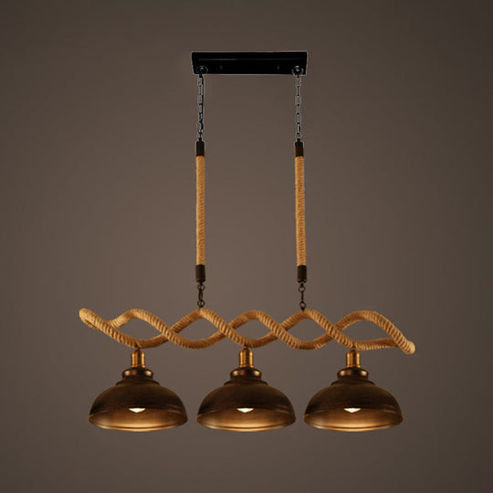 Farmhouse 3-Head Beige Geometry Pendant Light With Rope For Dining Room Or Island / B