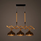 Beige Geometry Farmhouse Hanging Island Light With Metal & Rope Pendant - 3 Heads For Dining Room /