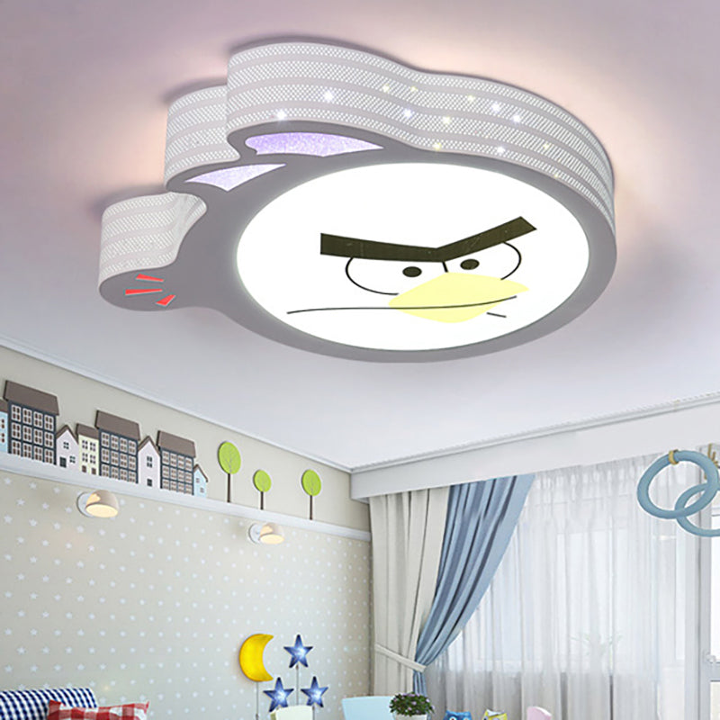 Kid’s Cartoon Flush Mount Ceiling Light: Modern Acrylic Fixture In White