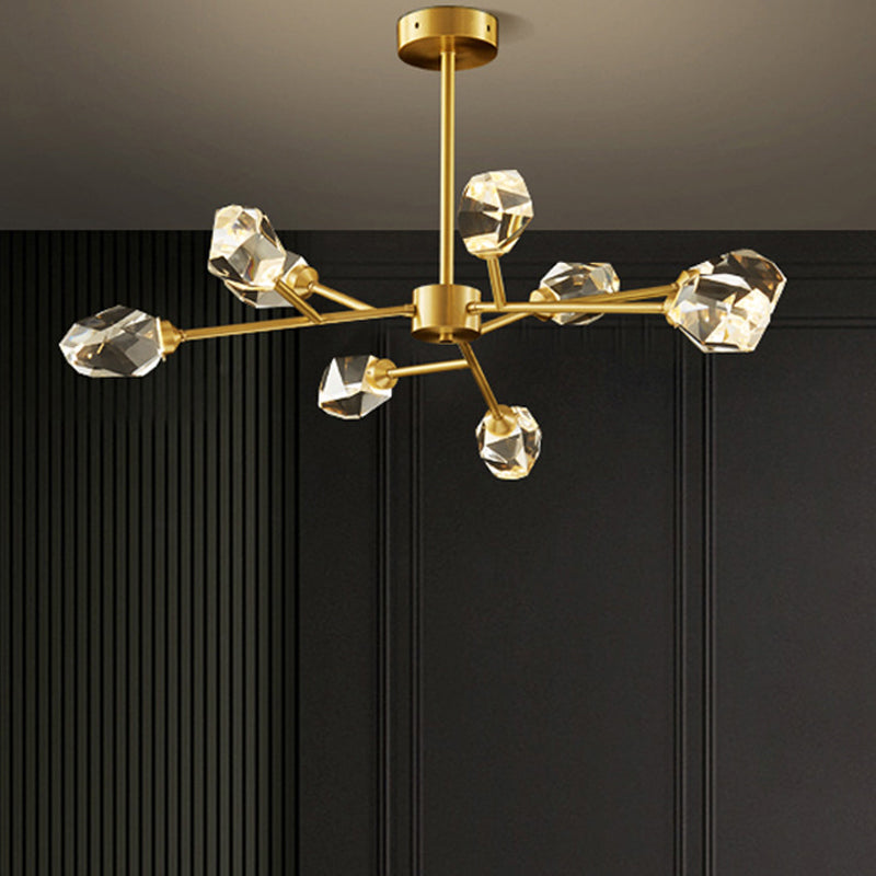 Modern K9 Crystal Gem Chandelier In Gold - 6/9/18-Head Living Room Ceiling Lamp 9 /