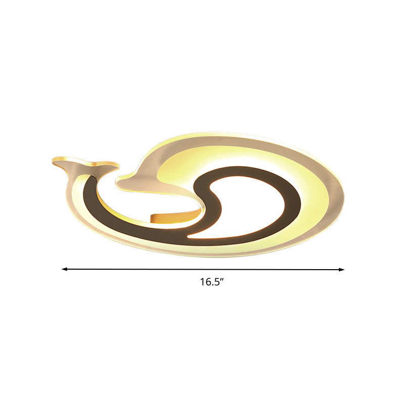 Dolphin Led Ceiling Light For Theme Parks And Bathrooms - Acrylic Animal Flush Fixture In White