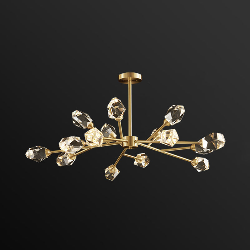 Modern K9 Crystal Gem Chandelier In Gold - 6/9/18-Head Living Room Ceiling Lamp