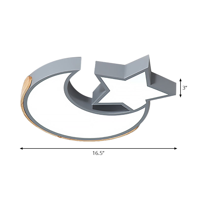 Macaron Star Moon Led Ceiling Mount Light In Nordic Style Grey/Blue/Green - Ideal For Bedrooms