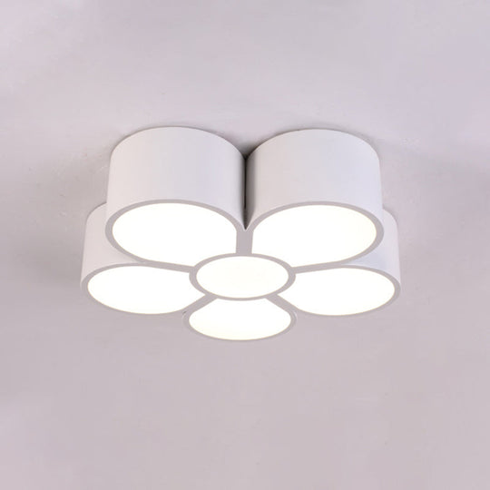 Adorable Girls Bedroom Led Ceiling Light With Cartoon Flush Mount Lamp And Flower Acrylic Shade