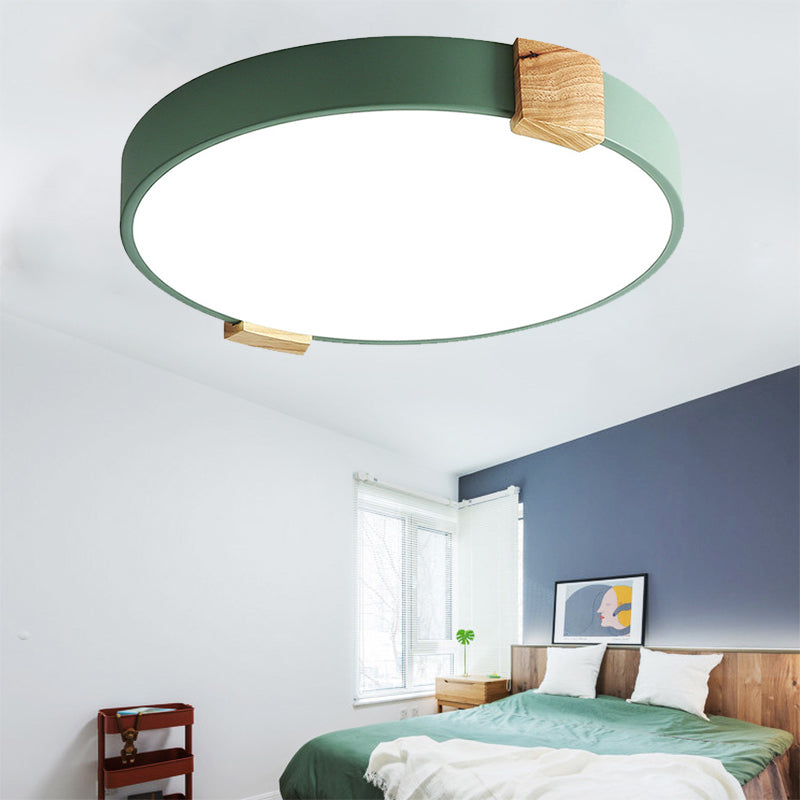 12’/16’ Green Acrylic Macaron Led Flush Mount Light For Study Room - Warm/White