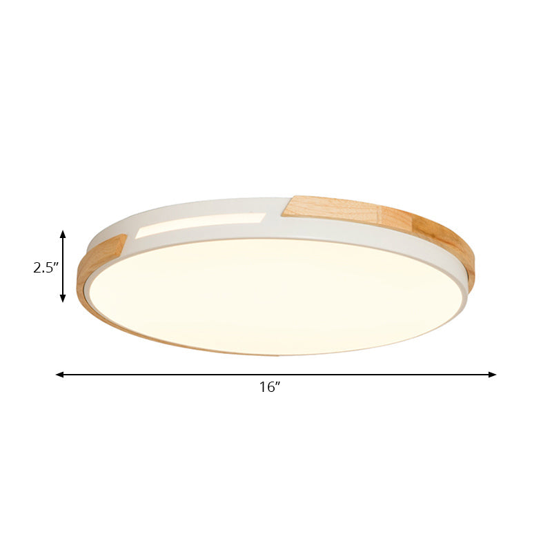 Simple Style Acrylic Flushmount Led Ceiling Light In White 12’/16’/19.5’ Width - Ideal For Bedroom