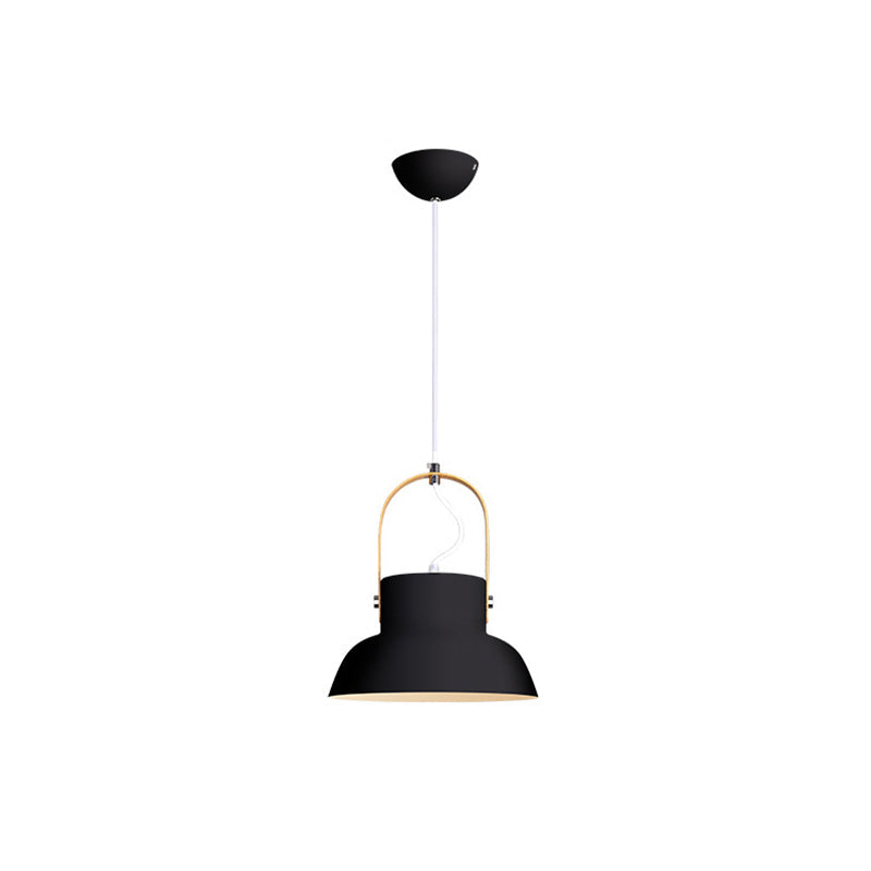 Minimalistic Metal Pendant Lamp With Handle - Barrel Dining Room Hanging Light Black / B