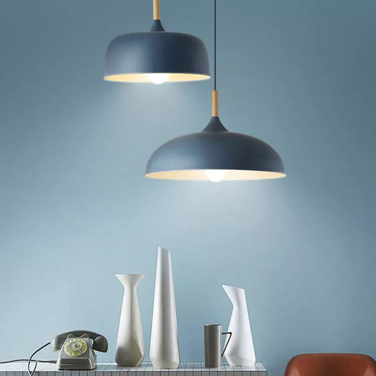 Contemporary Metal Pendant Light With Wood Cork - Geometry Dining Room Ceiling Lamp Kit