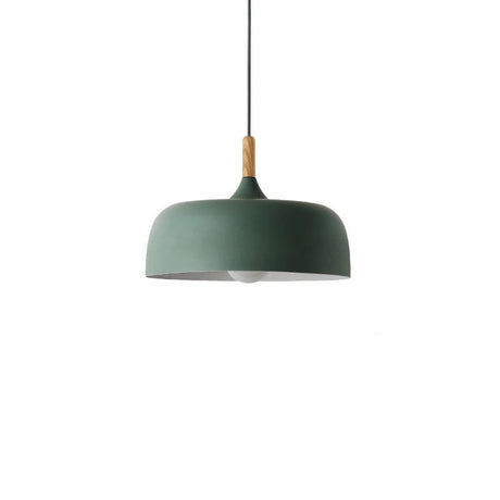 Contemporary Metal Pendant Light With Wood Cork - Geometry Dining Room Ceiling Lamp Kit Green /