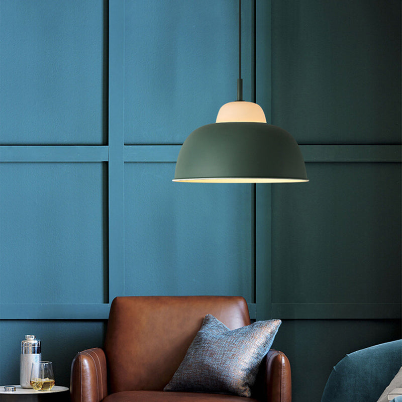 Modern Gourd Metal Pendant Light For Dining Room Ceiling - 1 Bulb Green
